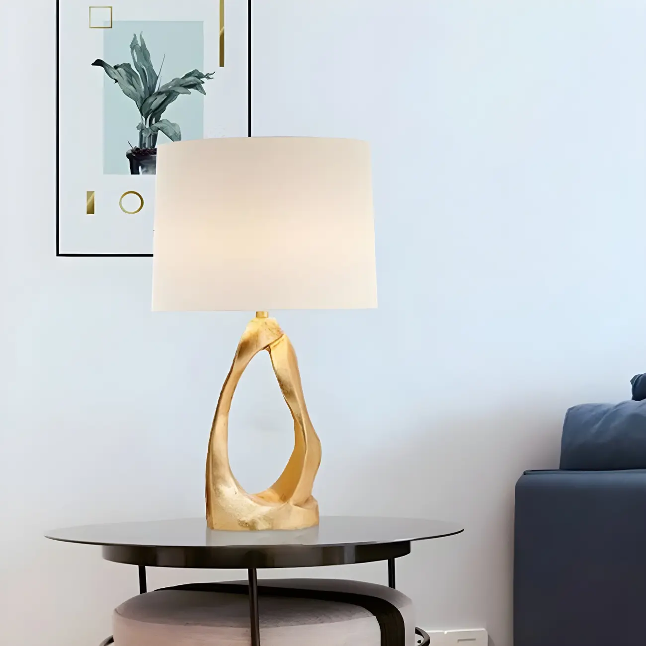 Modern Gold Base Desk Lamp Plug-In Electric for Bedroom Image - 3 | homeyfad