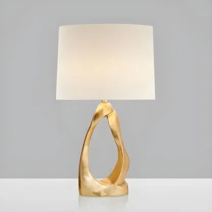Modern Gold Base Desk Lamp Plug-In Electric for Bedroom Image - 8