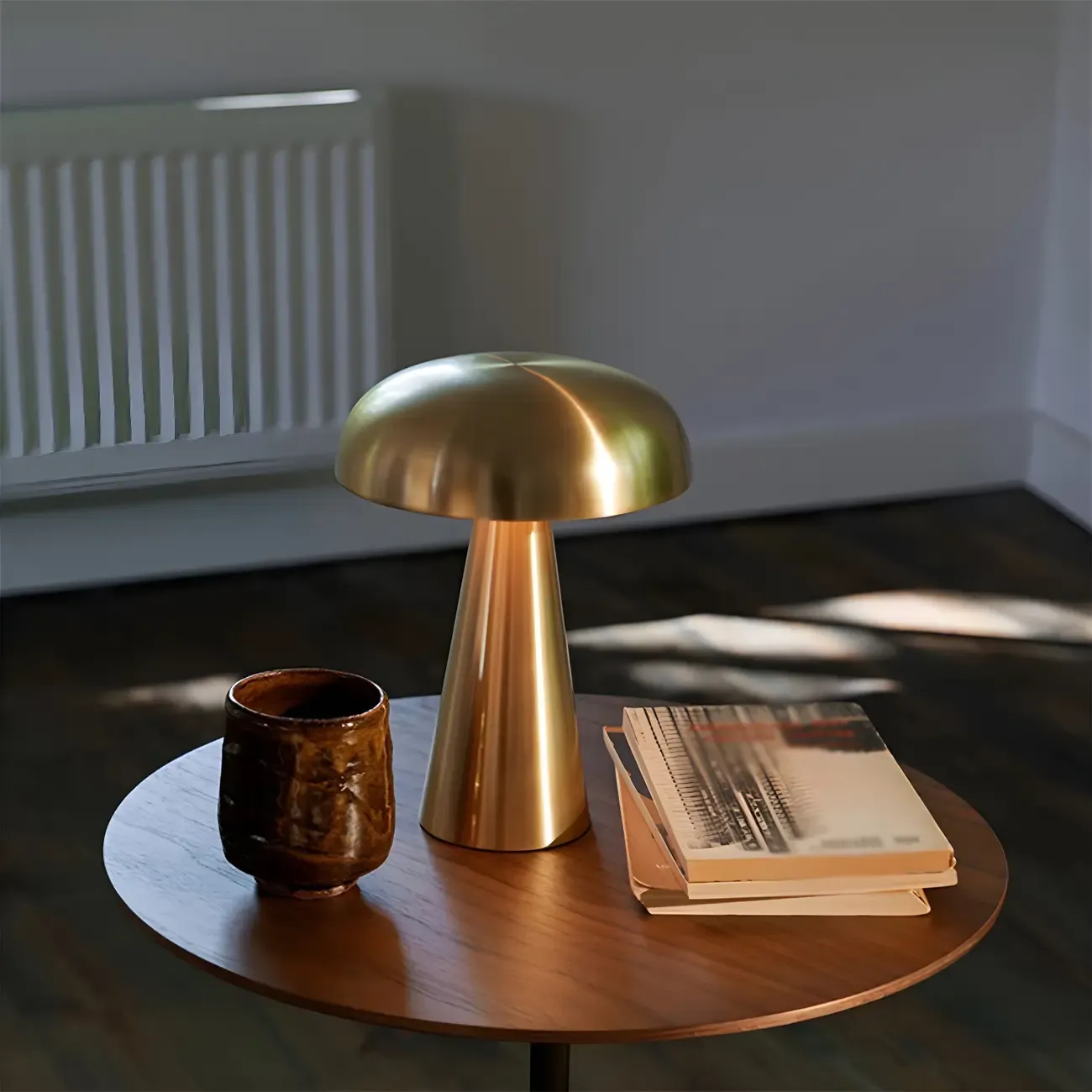 Contemporary Brass Table Lamp Rechargeable Power for Home Image - 2