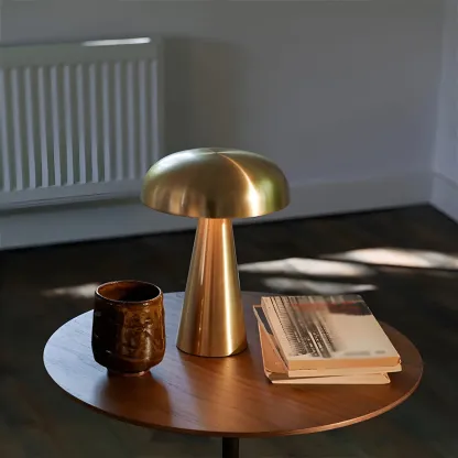 Contemporary Brass Table Lamp Rechargeable Power for Home Image - 2