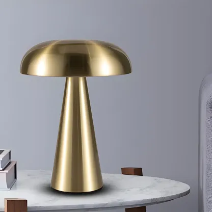 Contemporary Brass Table Lamp Rechargeable Power for Home Image - 11