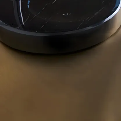 Modern Black Metal Glass Globe Table Lamp with Cup Holder Base Image - 9