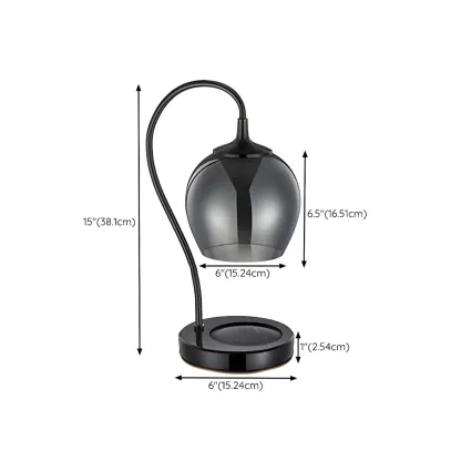 Modern Black Metal Glass Globe Table Lamp with Cup Holder Base #size