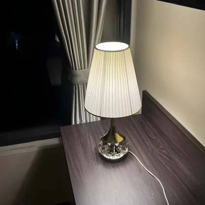 Elegant Pleated Shade Crystal Table Lamp for Living Room Image - 3