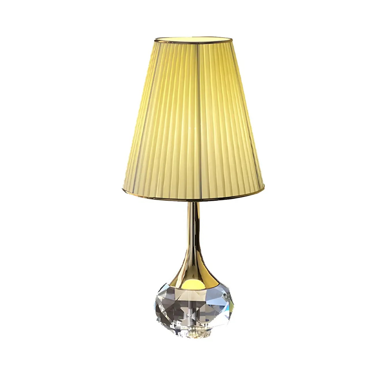 Elegant Pleated Shade Crystal Table Lamp for Living Room Image - 5
