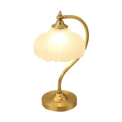 Elegant Glass Flower Golden Table Lamp for Bedroom Image - 5