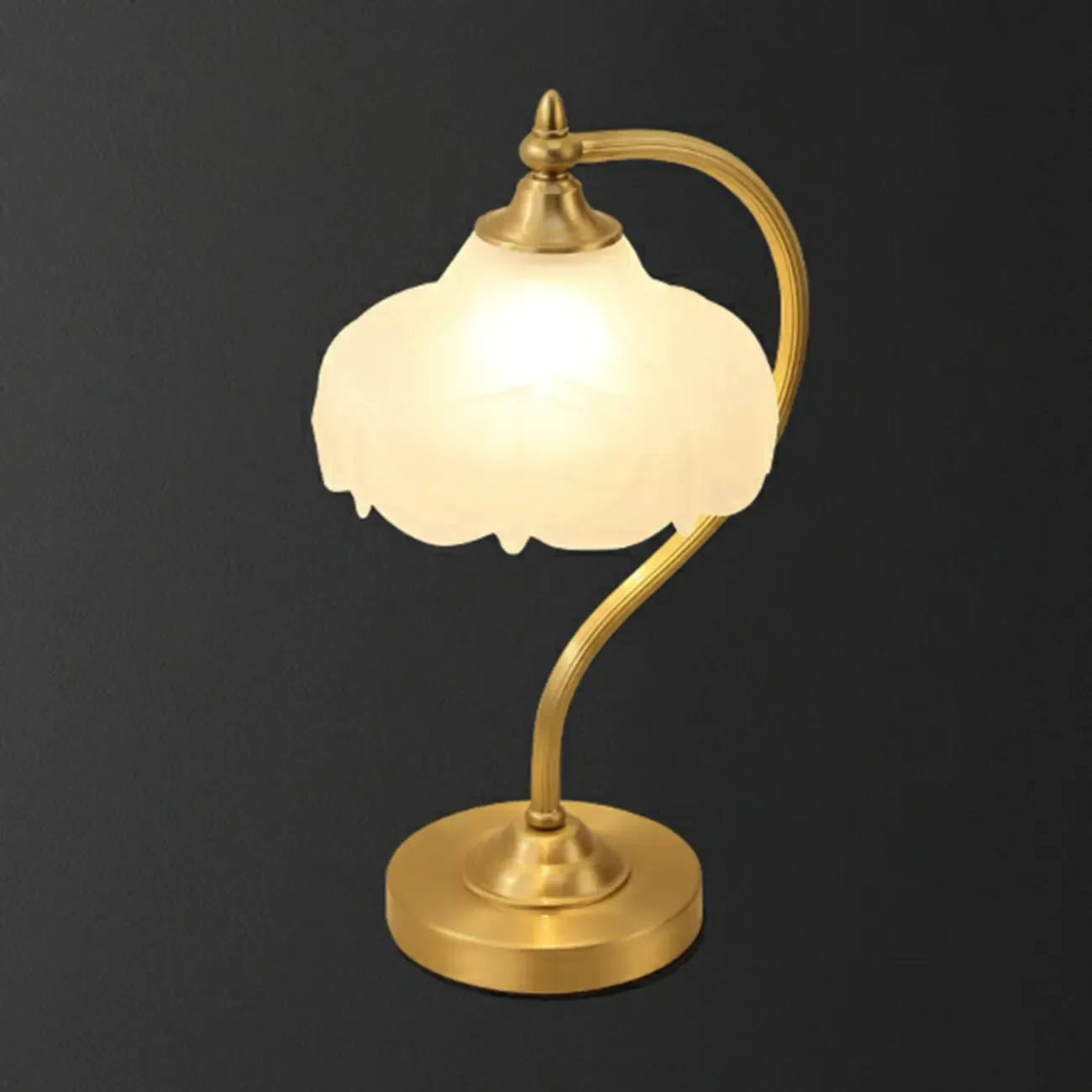 Elegant Glass Flower Golden Table Lamp for Bedroom Image - 6