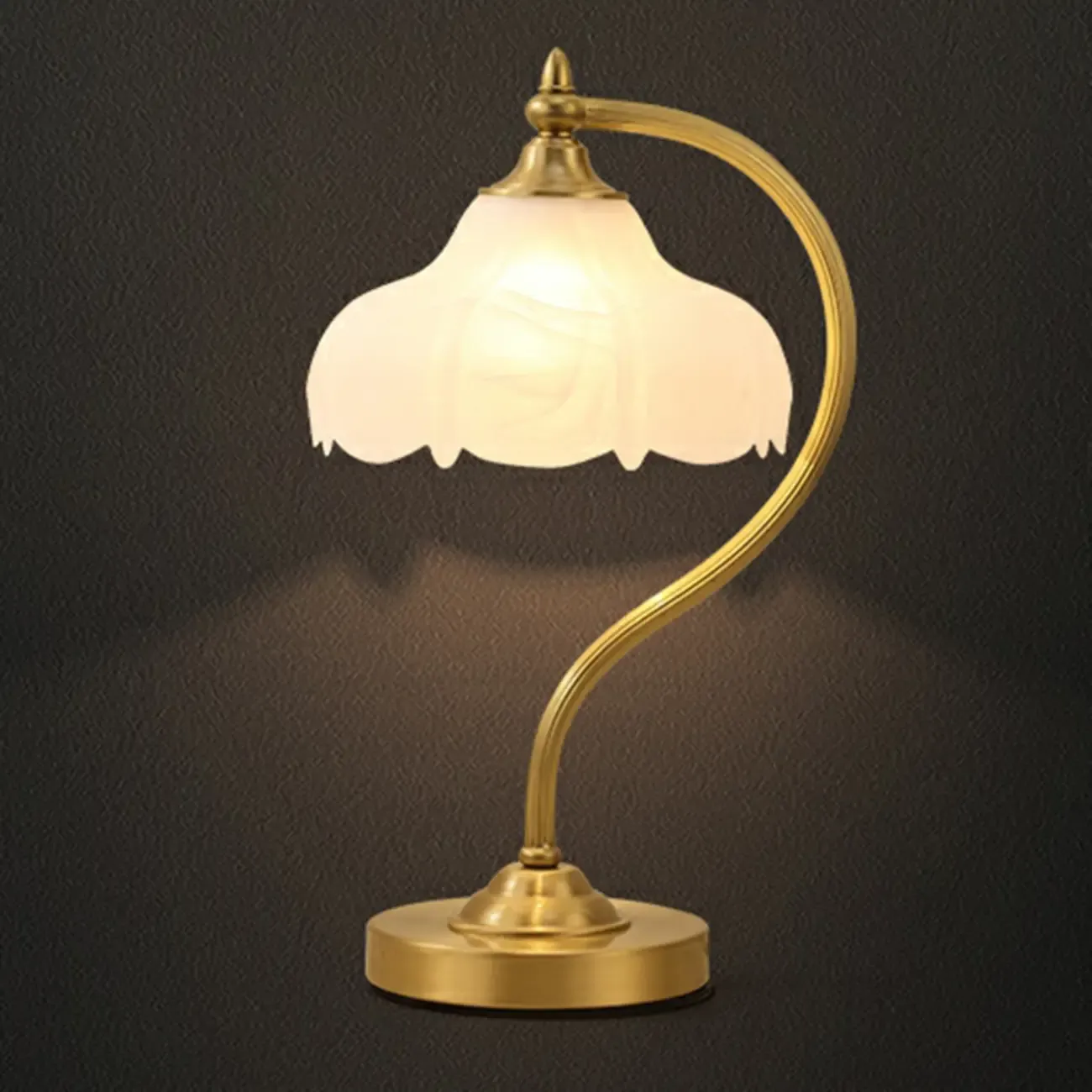Elegant Glass Flower Golden Table Lamp for Bedroom Image - 7