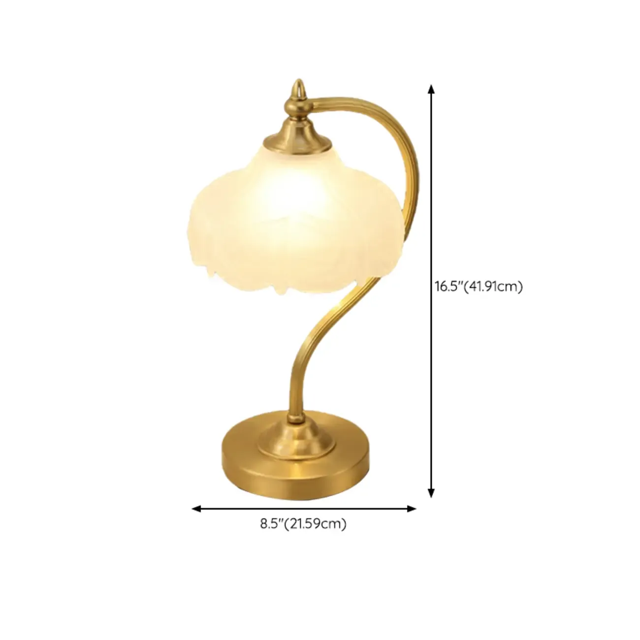 Elegant Glass Flower Golden Table Lamp for Bedroom #size