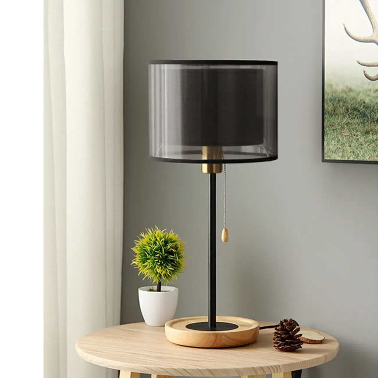 Modern Geometric Table Lamp Pull Chain Switch for Residential Image - 15