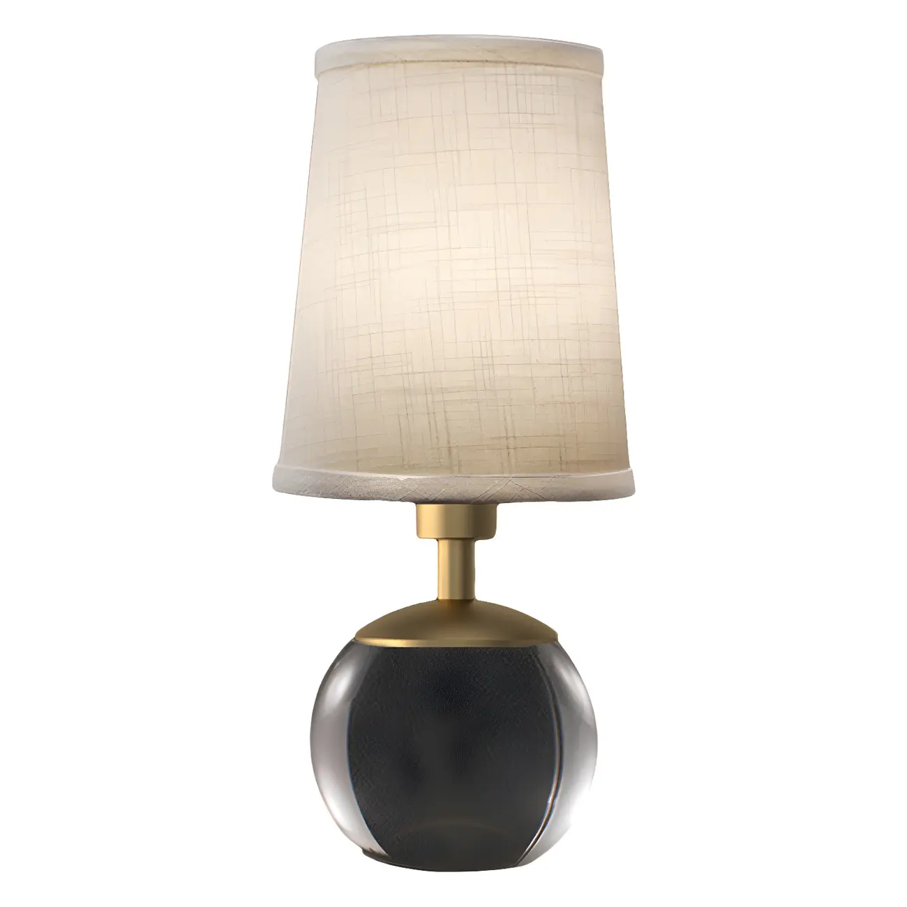 Elegant Clear Glass Bedside Lamp White Geomatric Shade Image - 5 | homeyfad