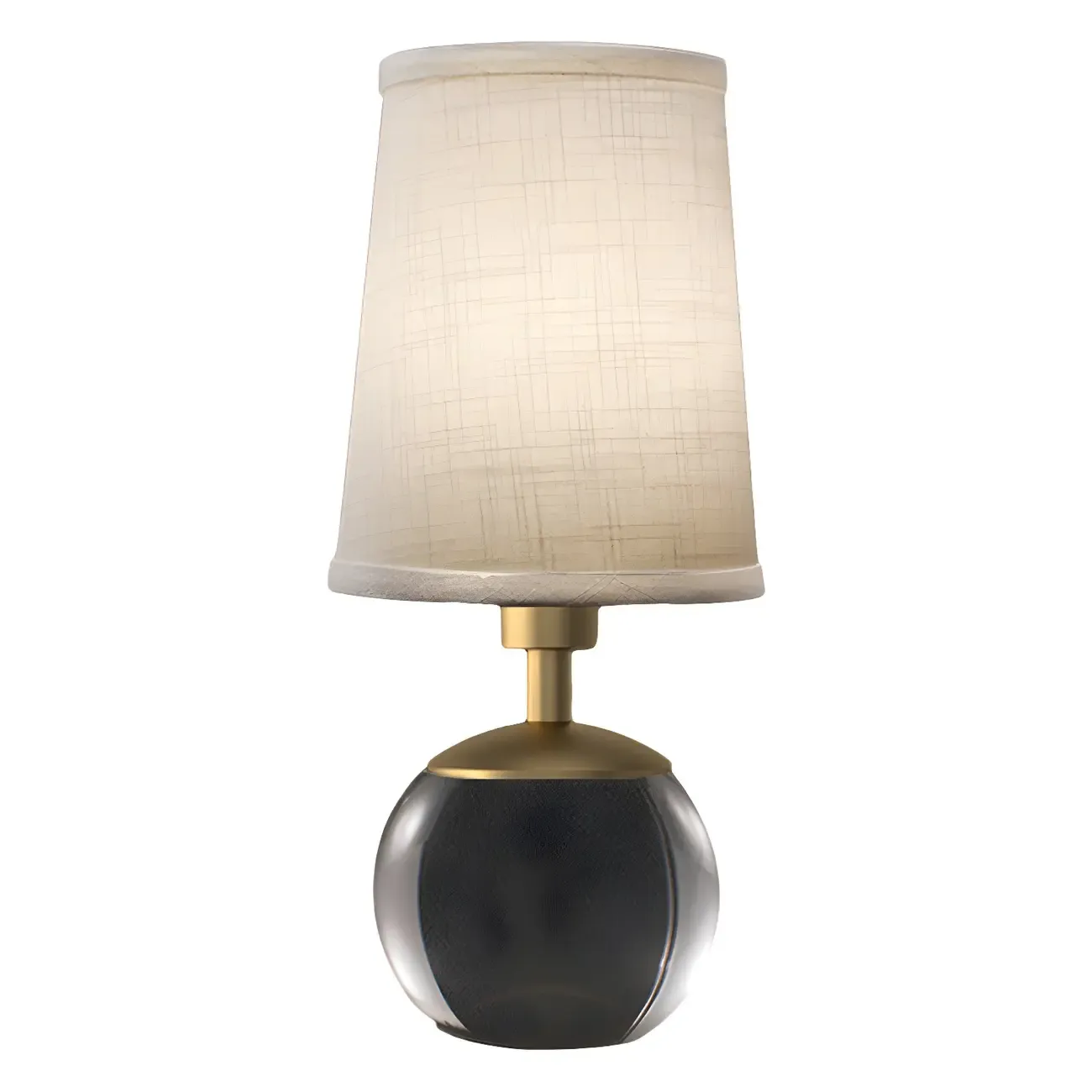 Elegant Clear Glass Bedside Lamp White Geomatric Shade Image - 5