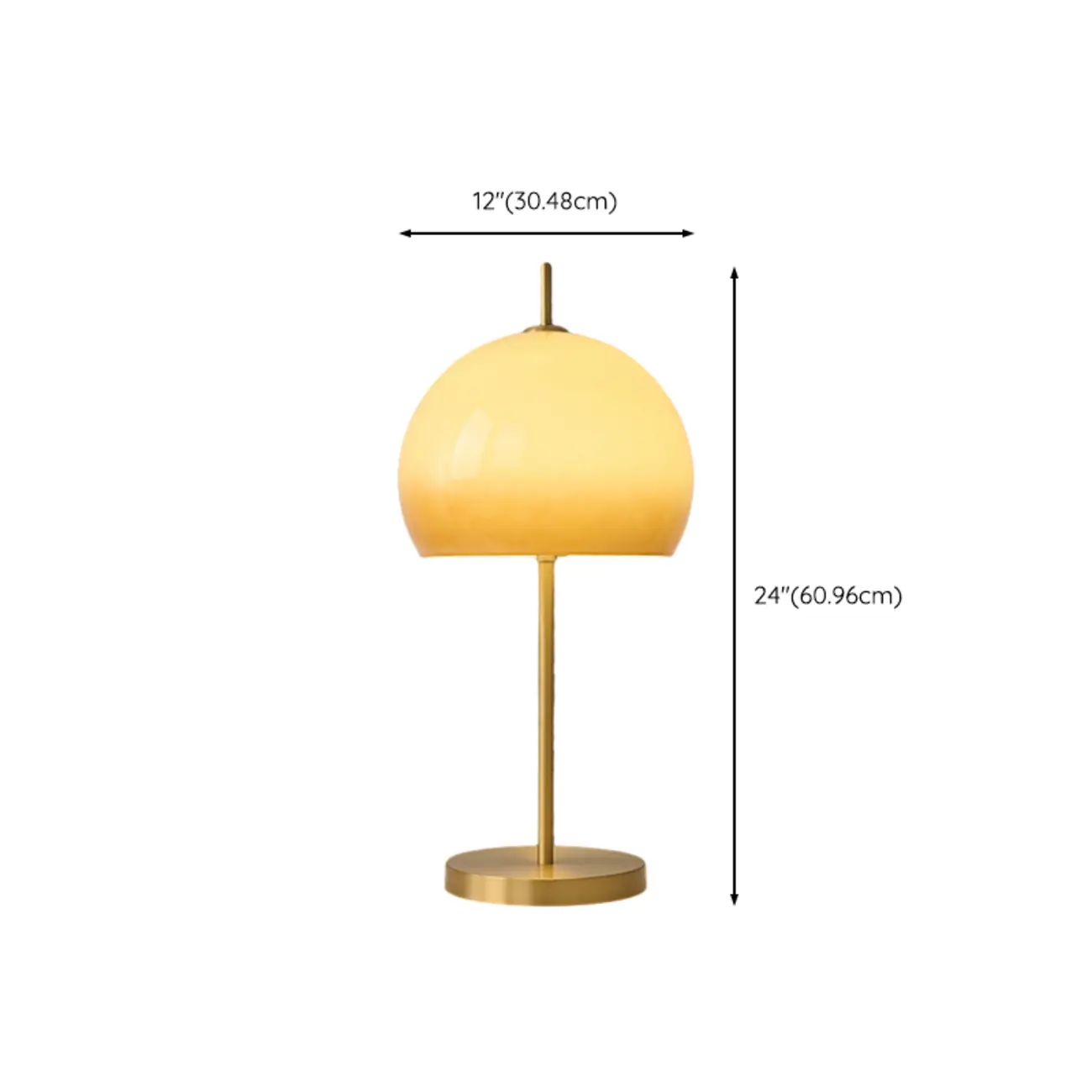 Nordic Orange Glass Dome Gold Bedside Lamp #size | homeyfad