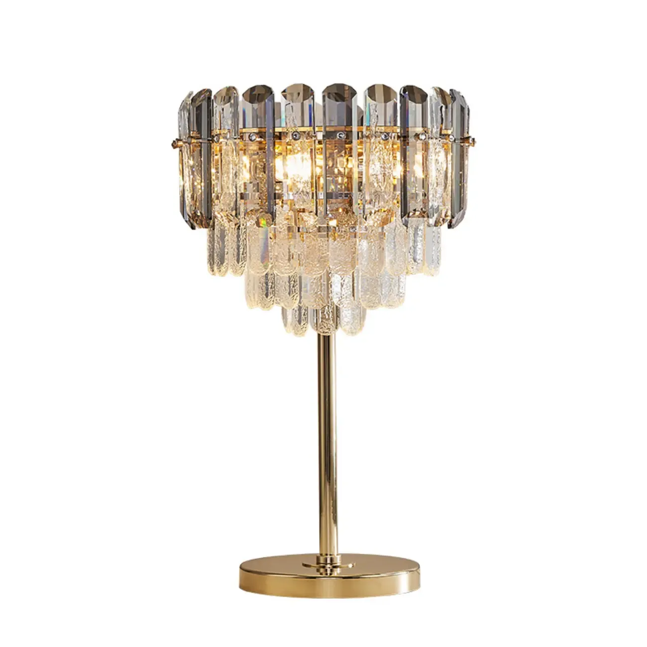 Glamorous Geometric Crystal Table Lamp Golden for Living Room Image - 5