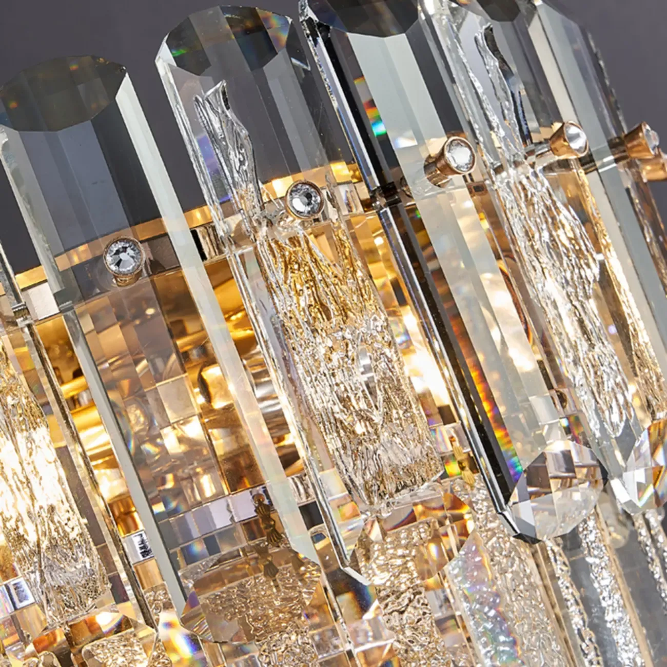 Glamorous Geometric Crystal Table Lamp Golden for Living Room Image - 7