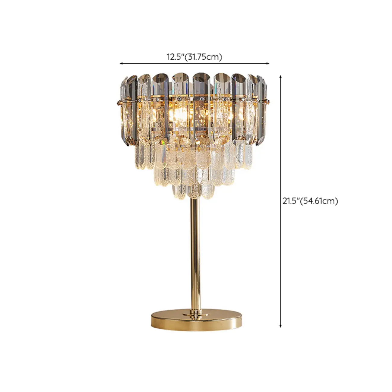 Glamorous Geometric Crystal Table Lamp Golden for Living Room #size | homeyfad