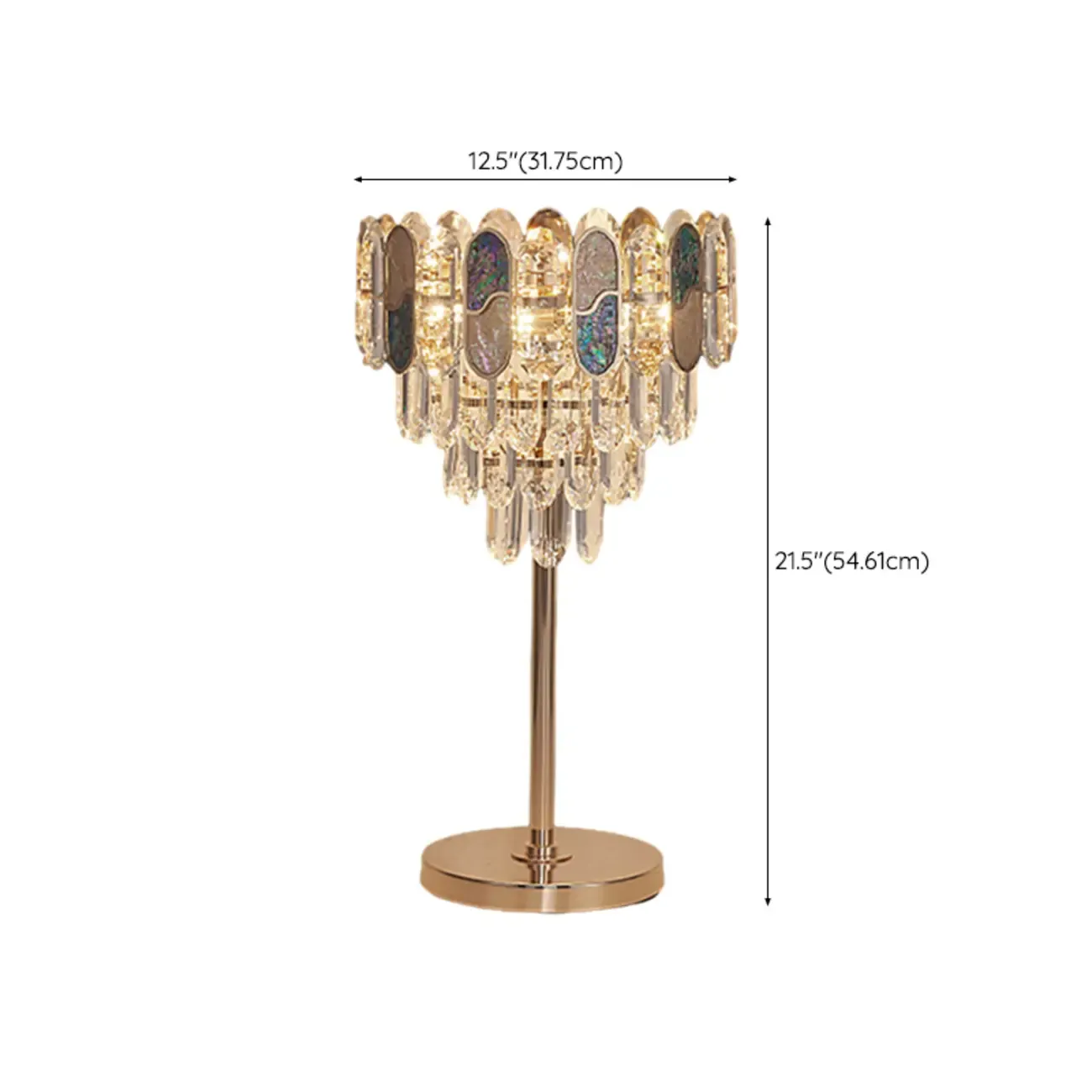 Glamorous Geometric Crystal Table Lamp Golden for Living Room Image - 11