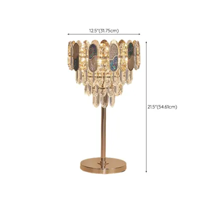 Glamorous Geometric Crystal Table Lamp Golden for Living Room Image - 11