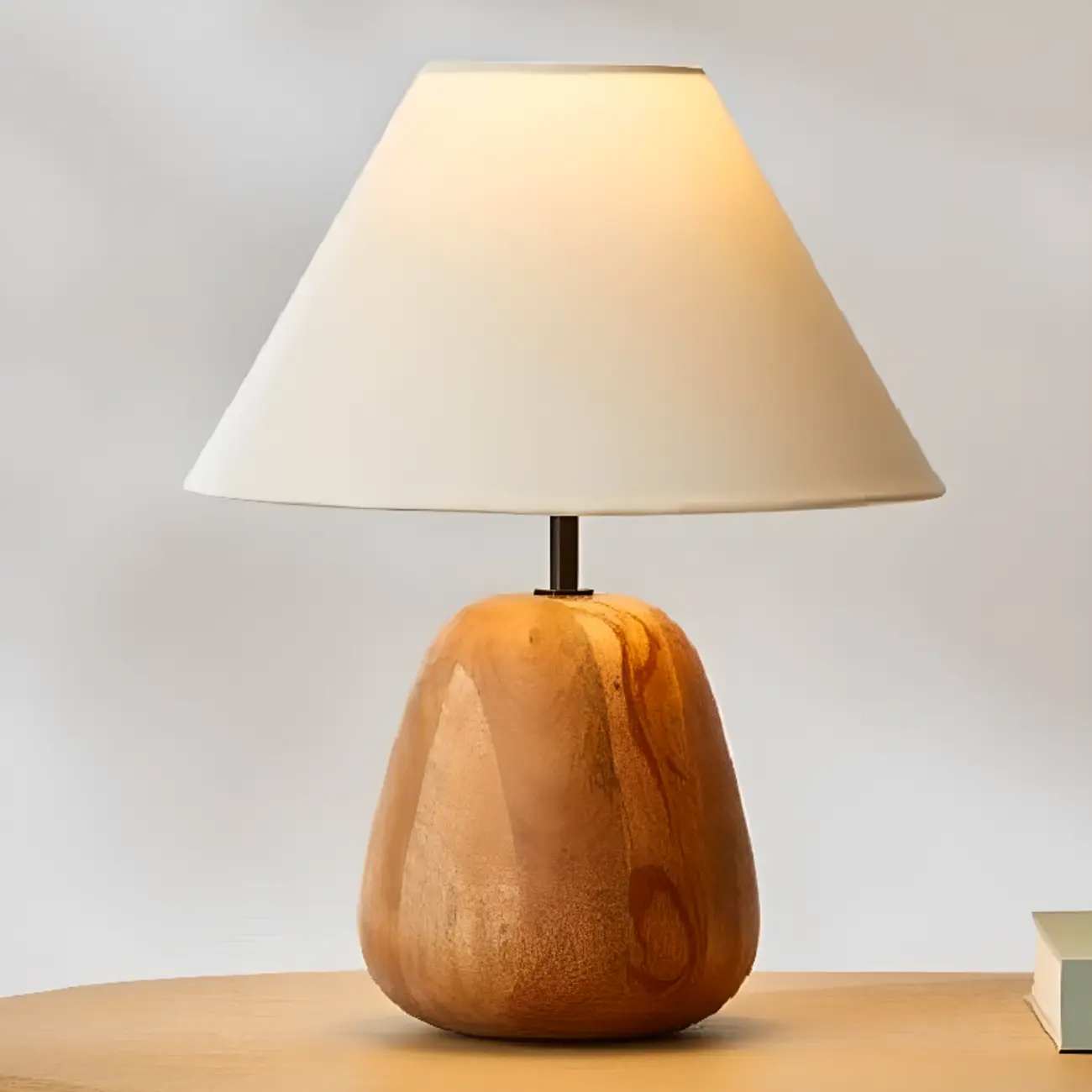 Rustic Wooden White Table Lamp Plug-in for Residential Image - 1 | homeyfad