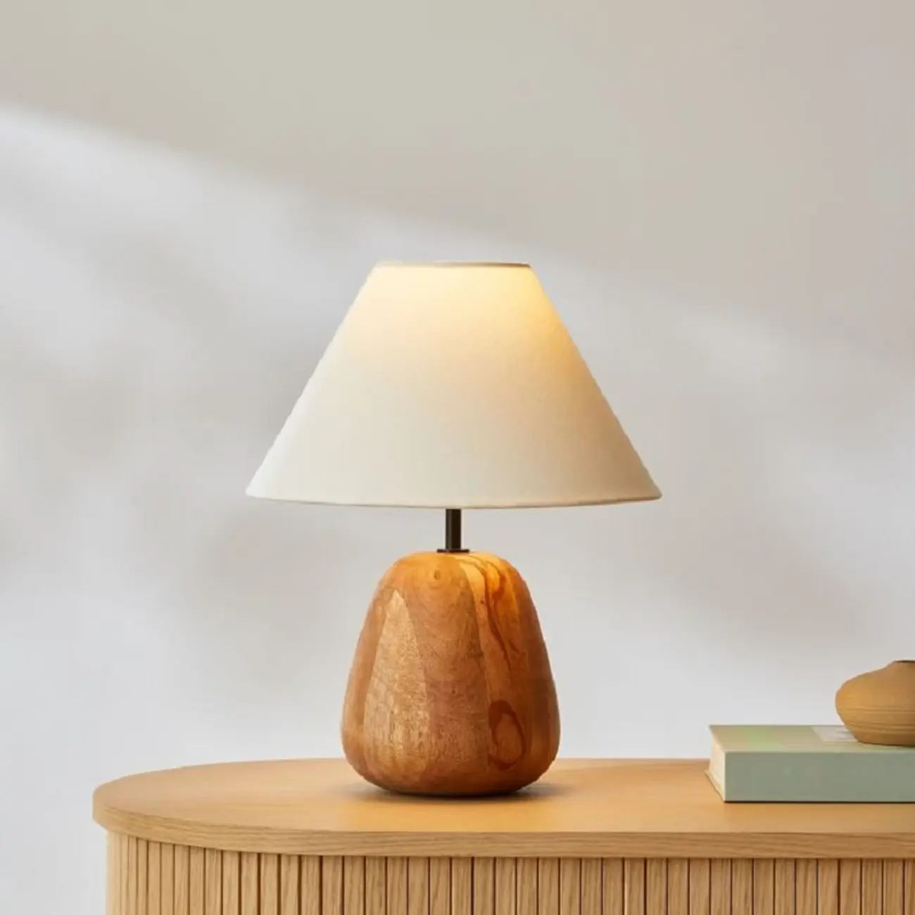 Rustic Wooden White Table Lamp Plug-in for Residential Image - 2 | homeyfad