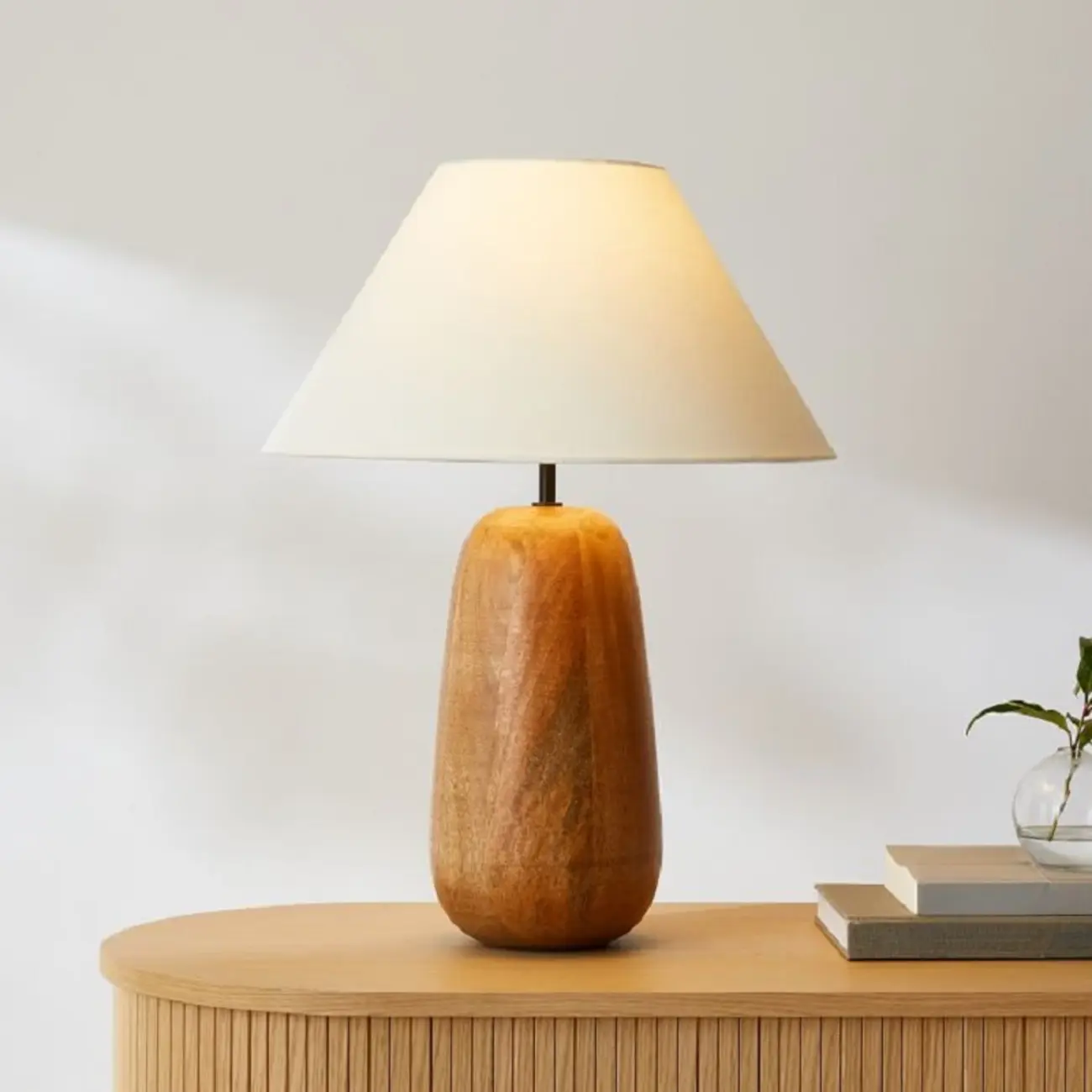 Rustic Wooden White Table Lamp Plug-in for Residential Image - 3 | homeyfad