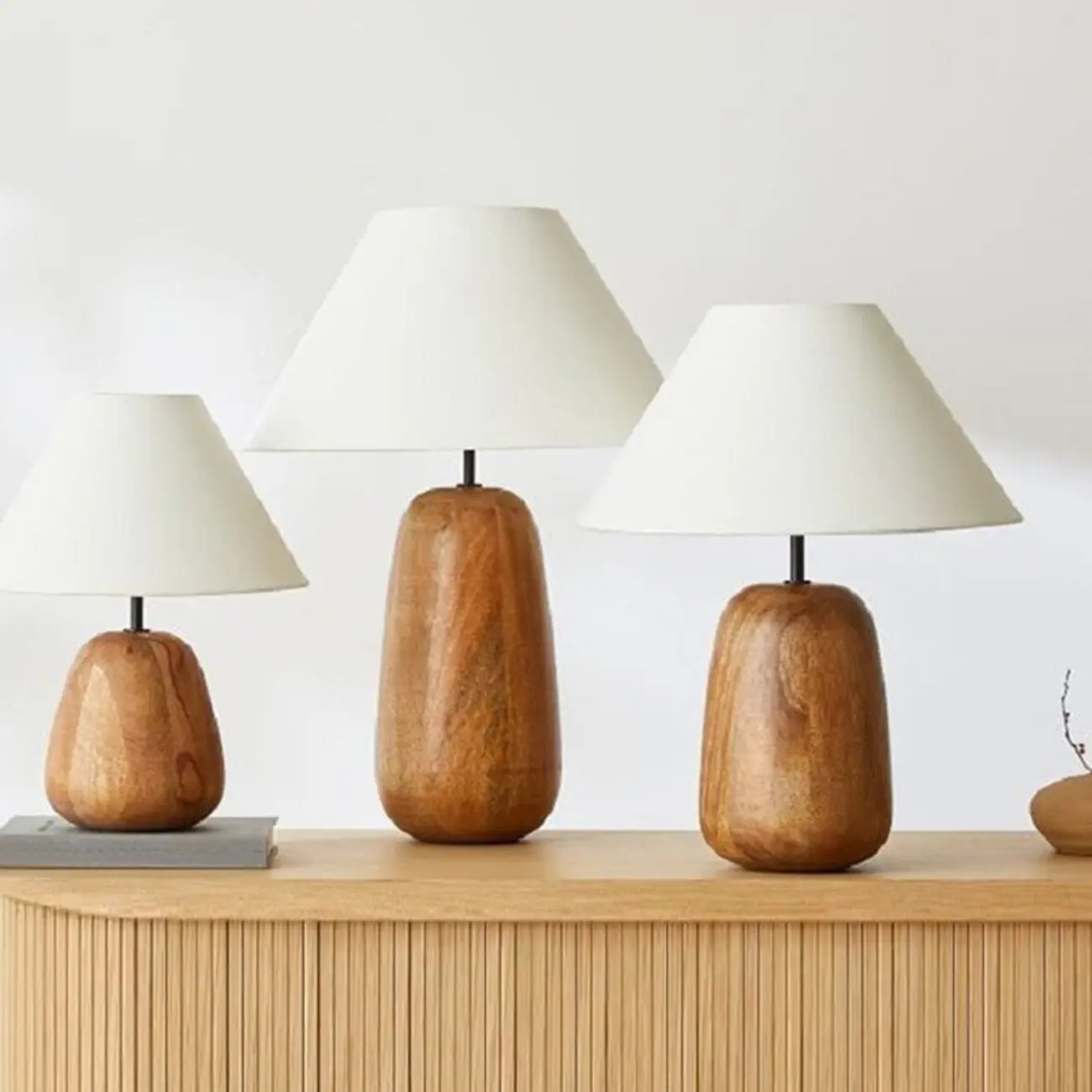 Rustic Wooden White Table Lamp Plug-in for Residential Image - 4 | homeyfad