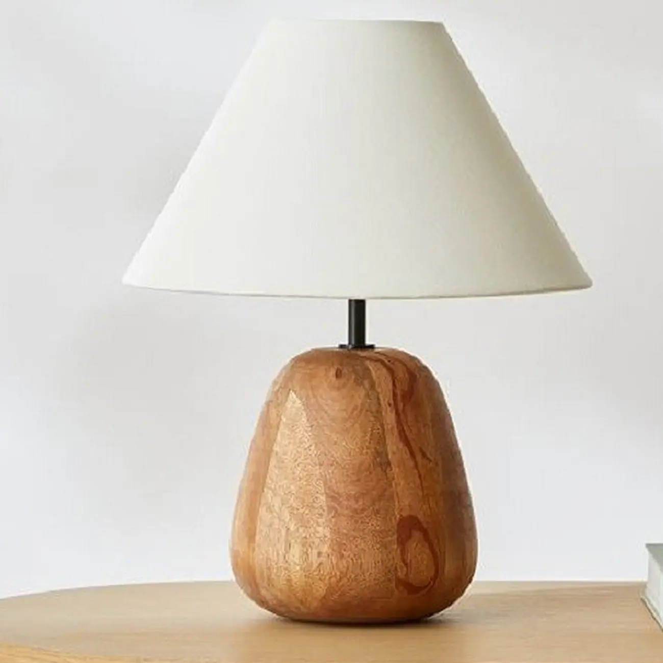 Rustic Wooden White Table Lamp Plug-in for Residential Image - 6 | homeyfad