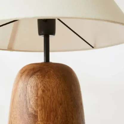 Rustic Wooden White Table Lamp Plug-in for Residential Image - 7