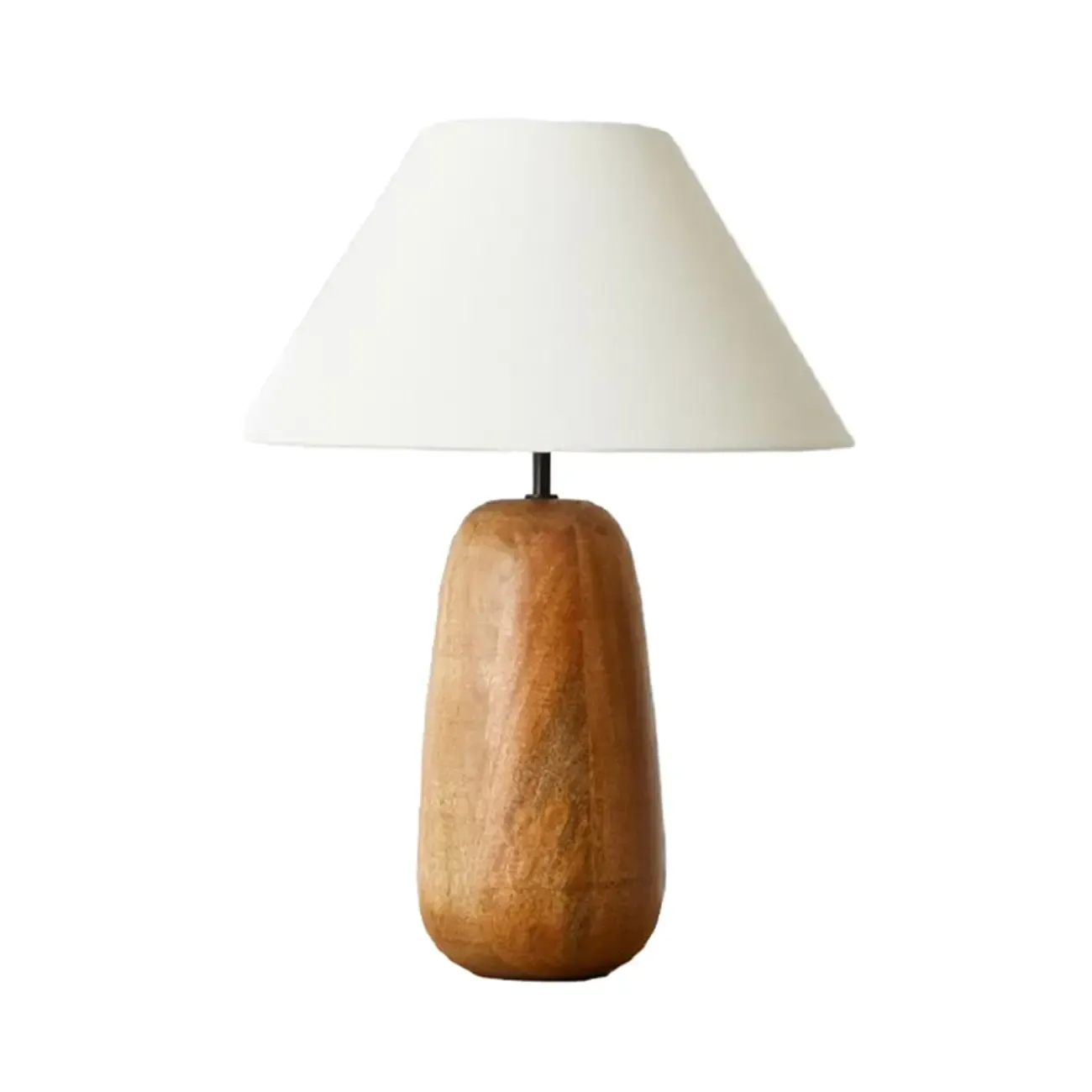 Rustic Wooden White Table Lamp Plug-in for Residential Image - 8