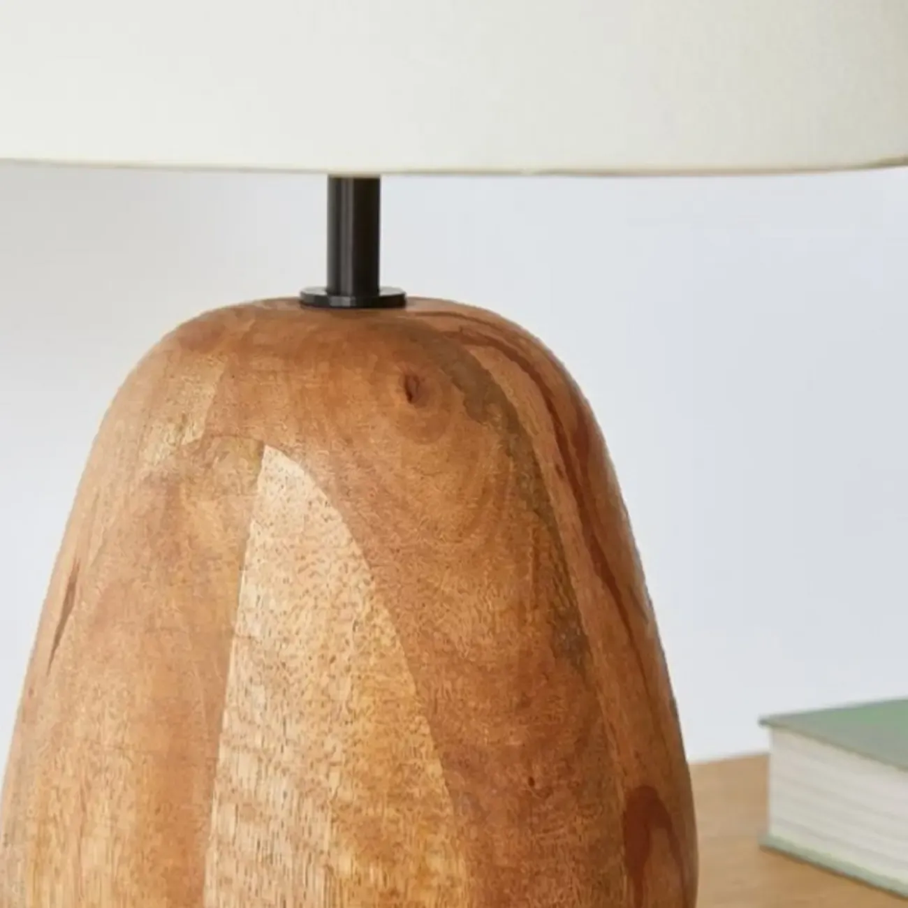 Rustic Wooden White Table Lamp Plug-in for Residential Image - 10