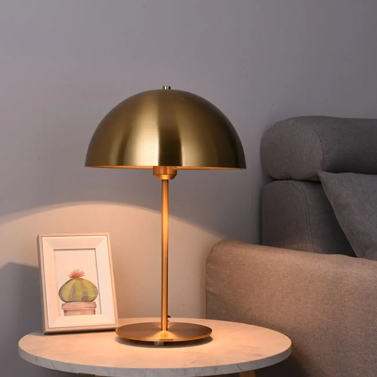 Simplistic Dome Shade Gold Table Lamp for Residential Image - 1