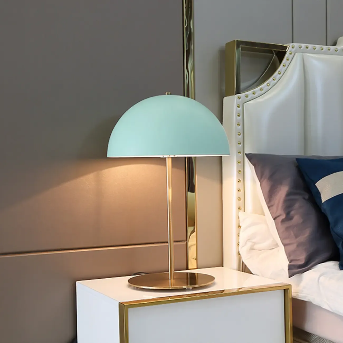 Simplistic Dome Shade Gold Table Lamp for Residential Image - 3