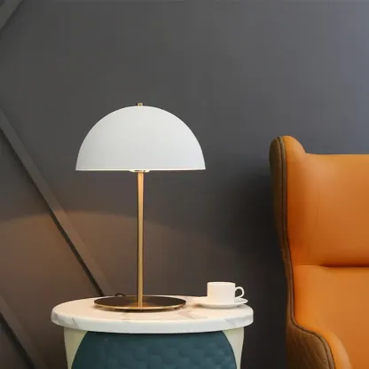 Simplistic Dome Shade Gold Table Lamp for Residential Image - 4
