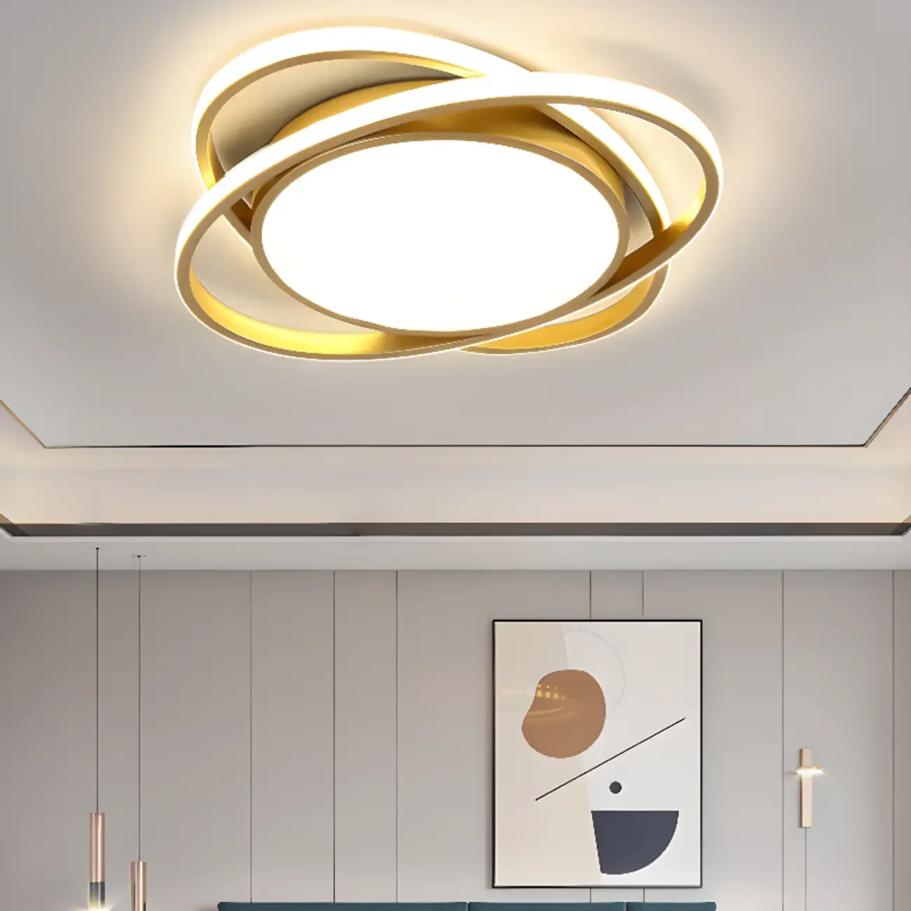 Modern Circular Flush Ceiling Light for Living Room Ambiance Image - 1