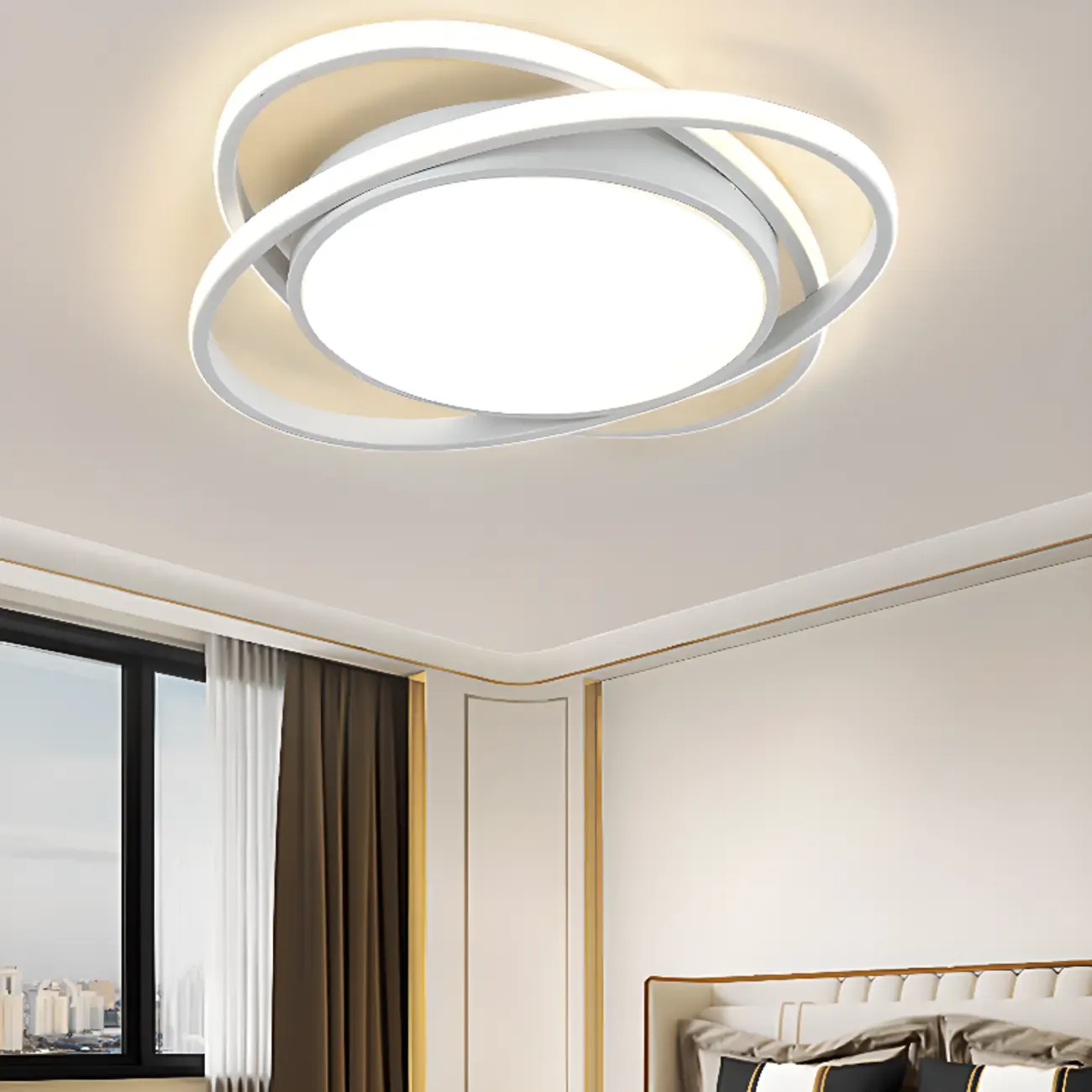 Modern Circular Flush Ceiling Light for Living Room Ambiance Image - 3