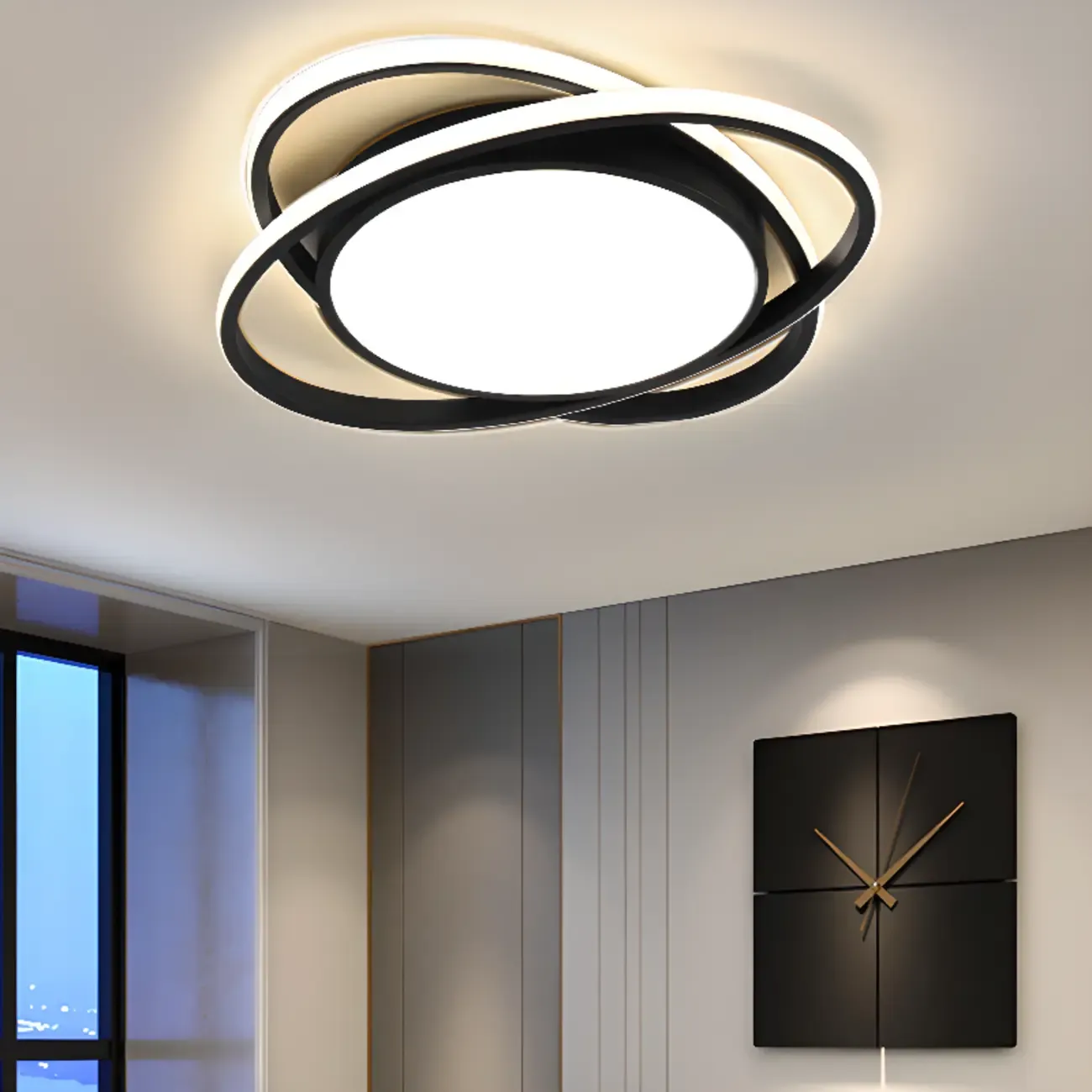 Modern Circular Flush Ceiling Light for Living Room Ambiance Image - 5