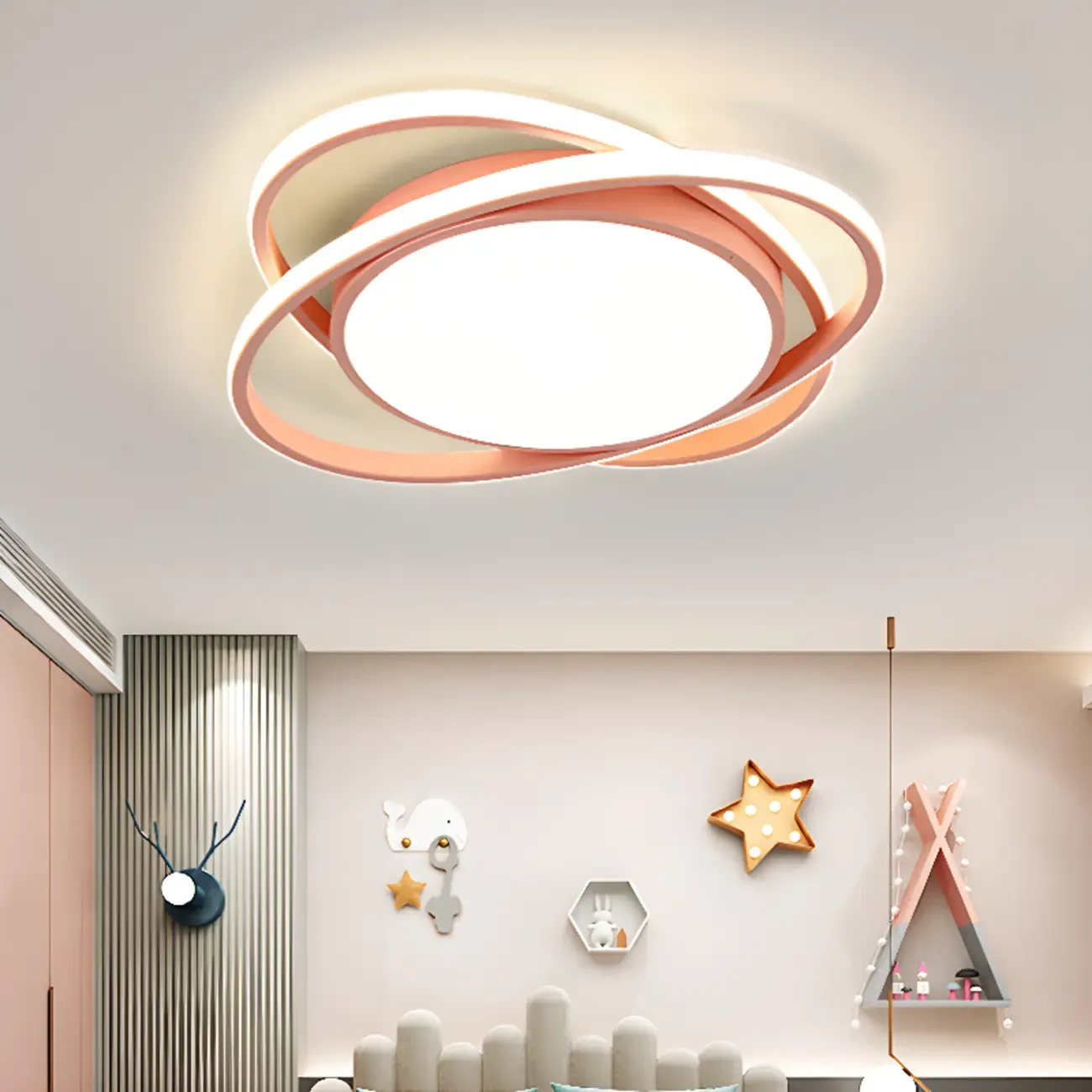 Modern Circular Flush Ceiling Light for Living Room Ambiance Image - 7