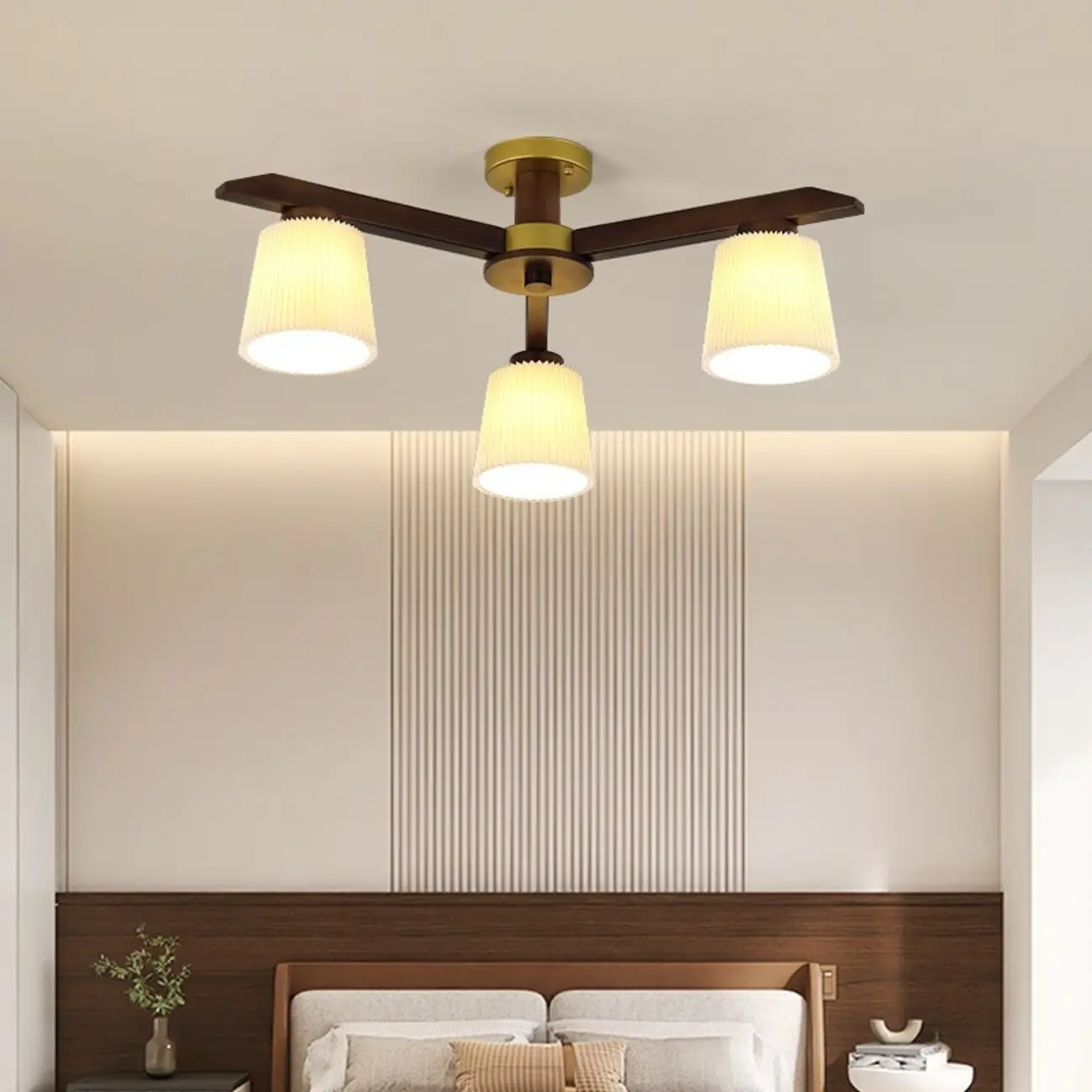 Cylinder Indoor Semi Flush Ceiling Light with Fabric Shade  Image - 2 | homeyfad