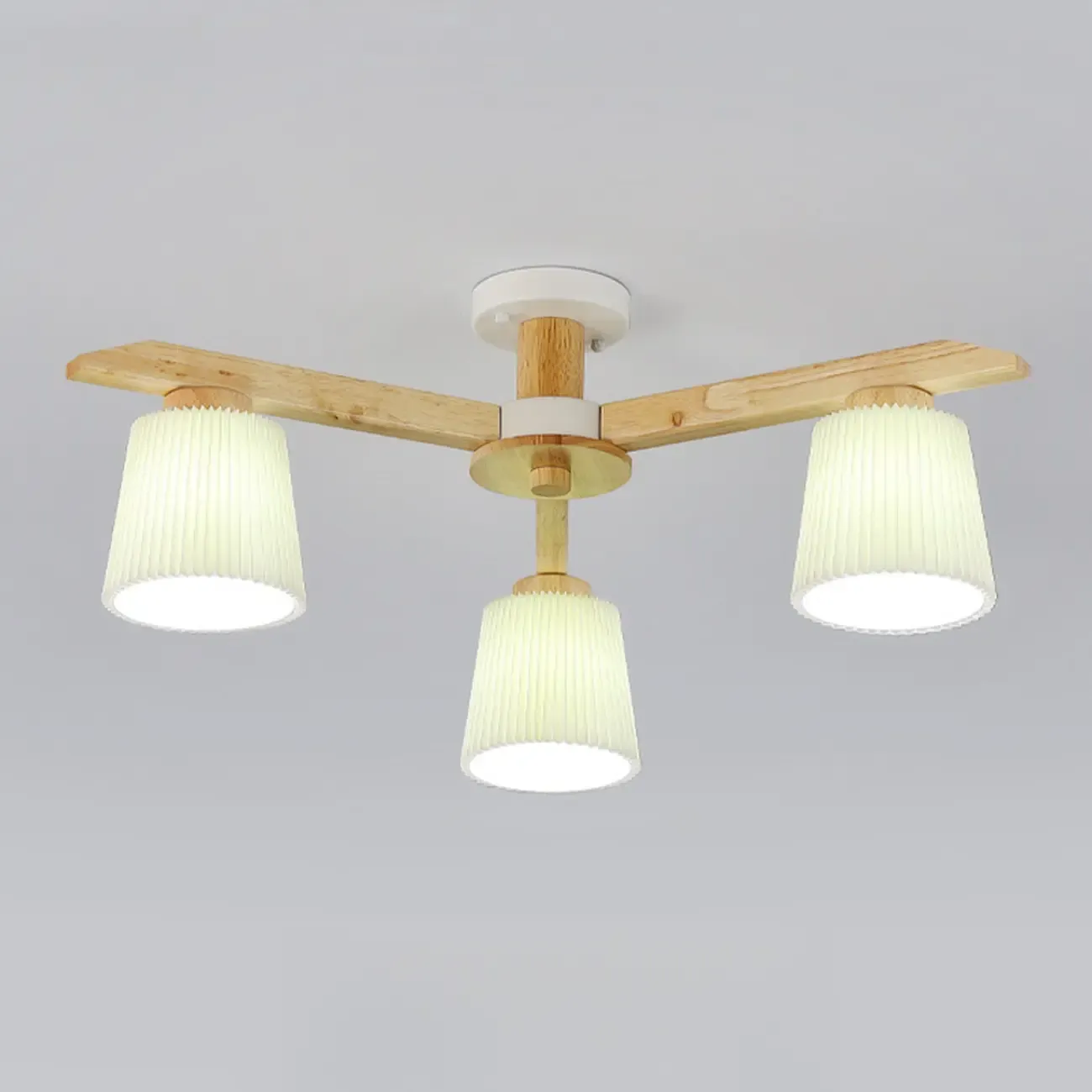Cylinder Indoor Semi Flush Ceiling Light with Fabric Shade  Image - 6