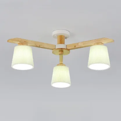 Cylinder Indoor Semi Flush Ceiling Light with Fabric Shade  Image - 6