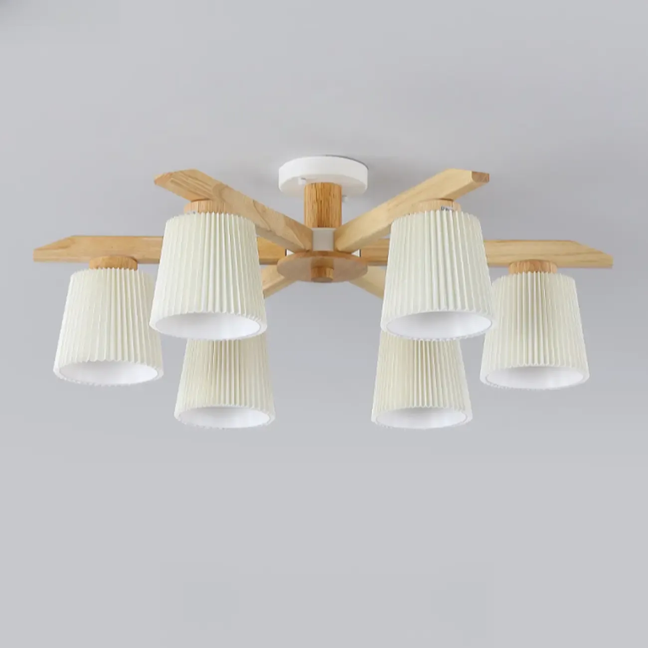 Cylinder Indoor Semi Flush Ceiling Light with Fabric Shade  Image - 7
