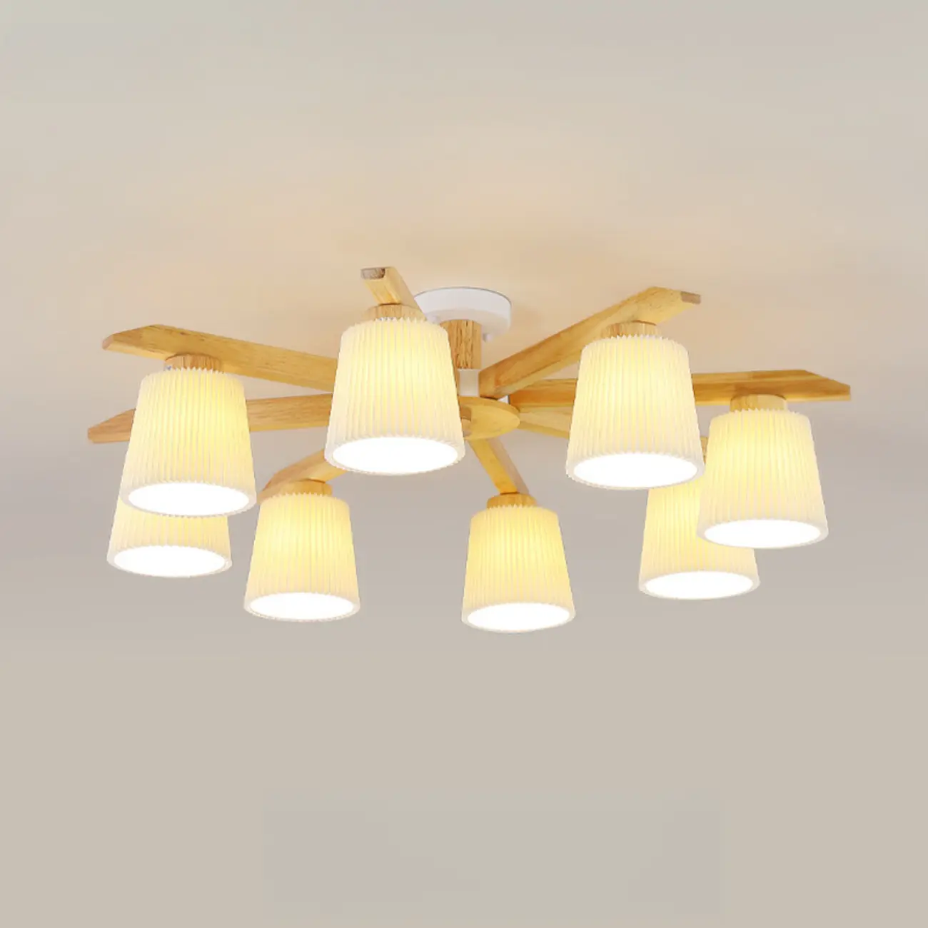 Cylinder Indoor Semi Flush Ceiling Light with Fabric Shade  Image - 8 | homeyfad