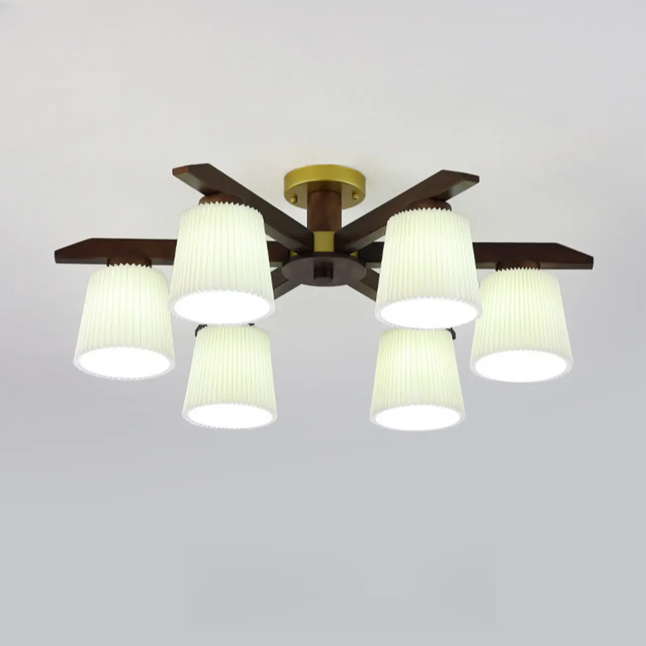 Cylinder Indoor Semi Flush Ceiling Light with Fabric Shade  Image - 9 | homeyfad