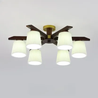 Cylinder Indoor Semi Flush Ceiling Light with Fabric Shade  Image - 9