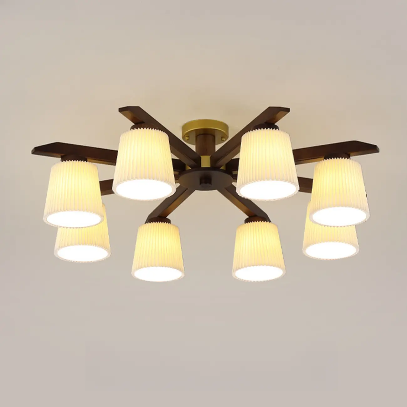 Cylinder Indoor Semi Flush Ceiling Light with Fabric Shade  Image - 10 | homeyfad