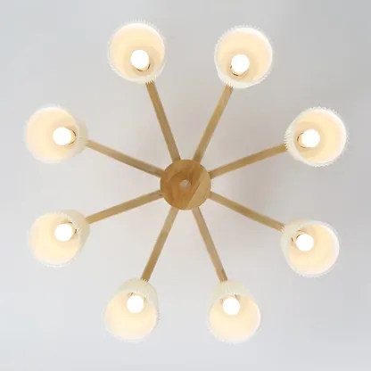 Cylinder Indoor Semi Flush Ceiling Light with Fabric Shade  Image - 11