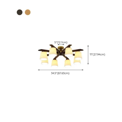 Cylinder Indoor Semi Flush Ceiling Light with Fabric Shade  Image - 16