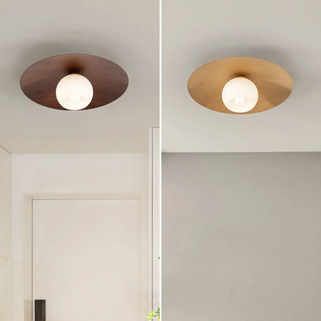 Mini Natural Finish Semi-Flush Ceiling Light for Living Room Image - 4