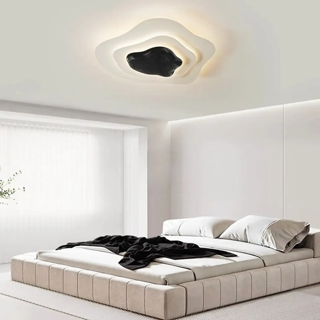 Modern Dimmable Tier Resin Flush Ceiling Light for Bedroom Image - 1