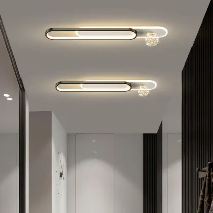 Dimmable Linear Indoor Ceiling Light with Glass Shade  Image - 1